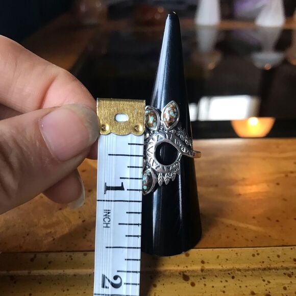 Natural Turquoise Sterling Silver Ring Size 6 - Picture 5 of 8